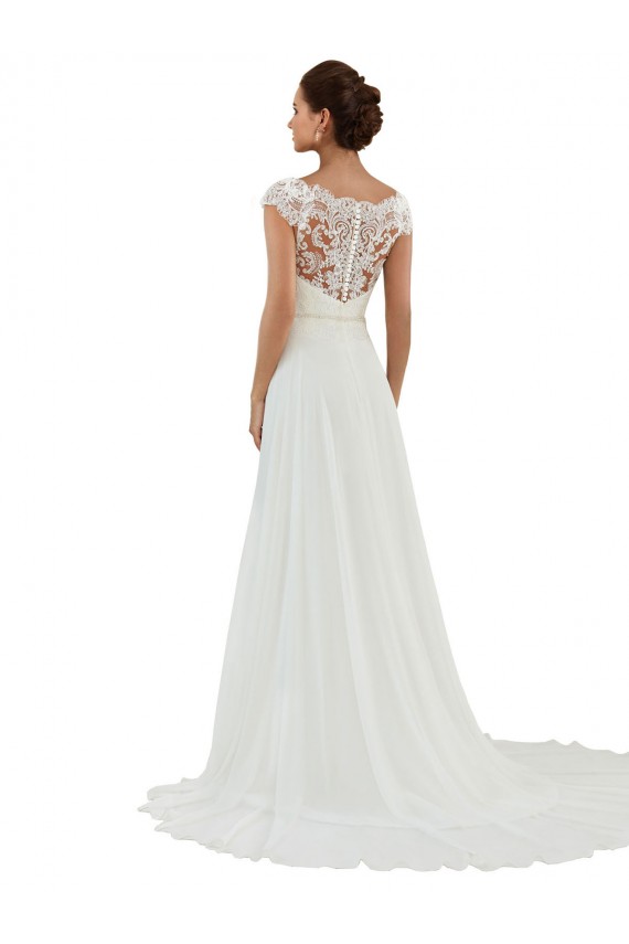 Elfenbein A-Linien Kapelle-schleppe Chiffon Klassisch Brautkleider Hersteller