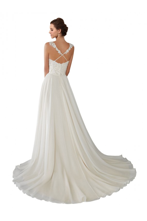 Elfenbein A-Linien Kapelle-schleppe Chiffon Spitze Brautkleider Hersteller