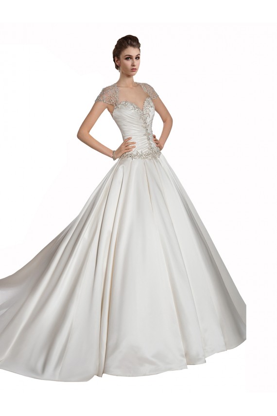 Elfenbein A-Linien Kapelle-schleppe Satin Brautkleider Hersteller