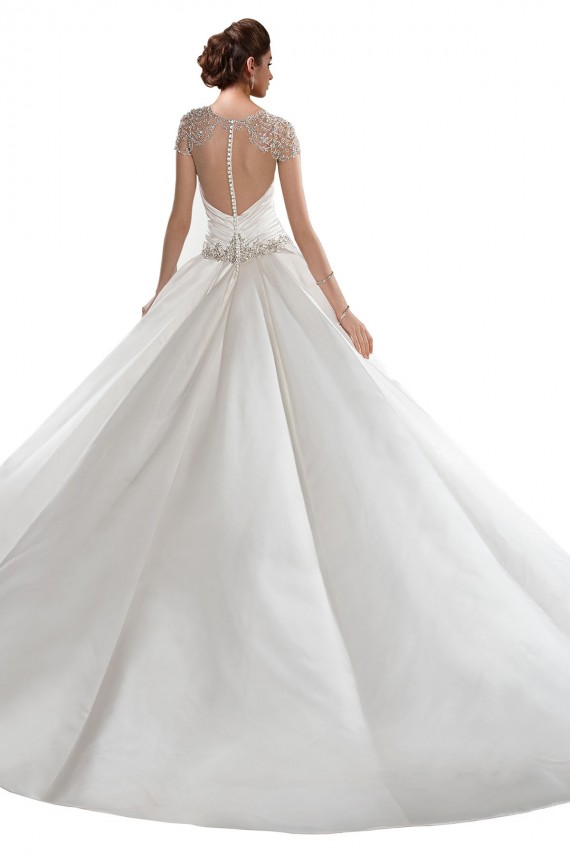 Elfenbein A-Linien Kapelle-schleppe Satin Brautkleider Hersteller