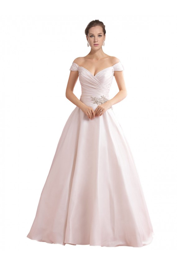 Elfenbein A-Linien Off-Schulter Kapelle-schleppe Satin Brautkleider Hersteller