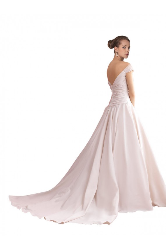 Elfenbein A-Linien Off-Schulter Kapelle-schleppe Satin Brautkleider Hersteller