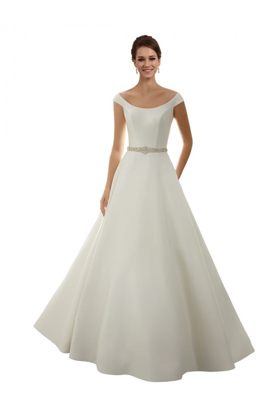 Elfenbein A-Linien Off-Schulter Kapelle-schleppe Satin Klassisch Brautkleider Hersteller