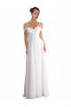 Elfenbein A-Linien Off-Schulter Sweep Zug Chiffon Strand Brautkleider Hersteller