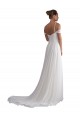 Elfenbein A-Linien Off-Schulter Sweep Zug Chiffon Strand Brautkleider Hersteller