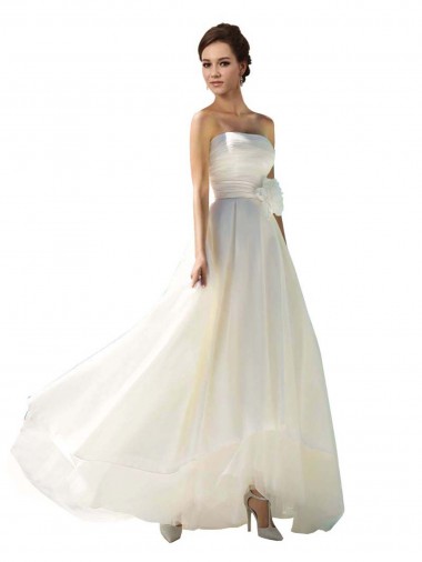 Elfenbein A-Linien Trägerlos Chiffon Brautkleider Hersteller