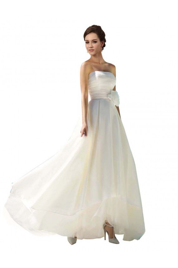 Elfenbein A-Linien Trägerlos Chiffon Brautkleider Hersteller