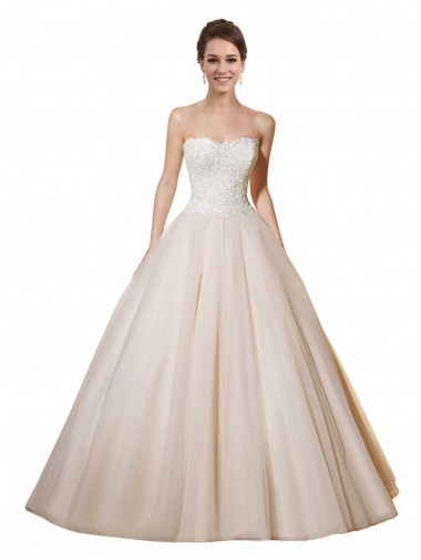 Elfenbein & Champagner Prinzessin Kapelle-schleppe Tüll Spitze Brautkleider Hersteller