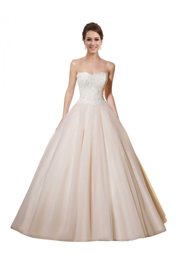 Elfenbein & Champagner Prinzessin Kapelle-schleppe Tüll Spitze Brautkleider Hersteller