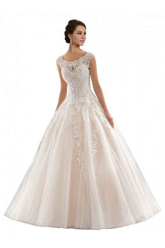Elfenbein & Champagner Prinzessin Kapelle-schleppe Tüll Spitze Brautkleider Hersteller