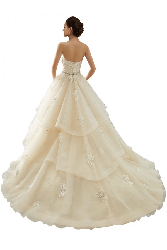 Elfenbein & Champagner Prinzessin Kapelle-schleppe Tüll Spitze Brautkleider Hersteller