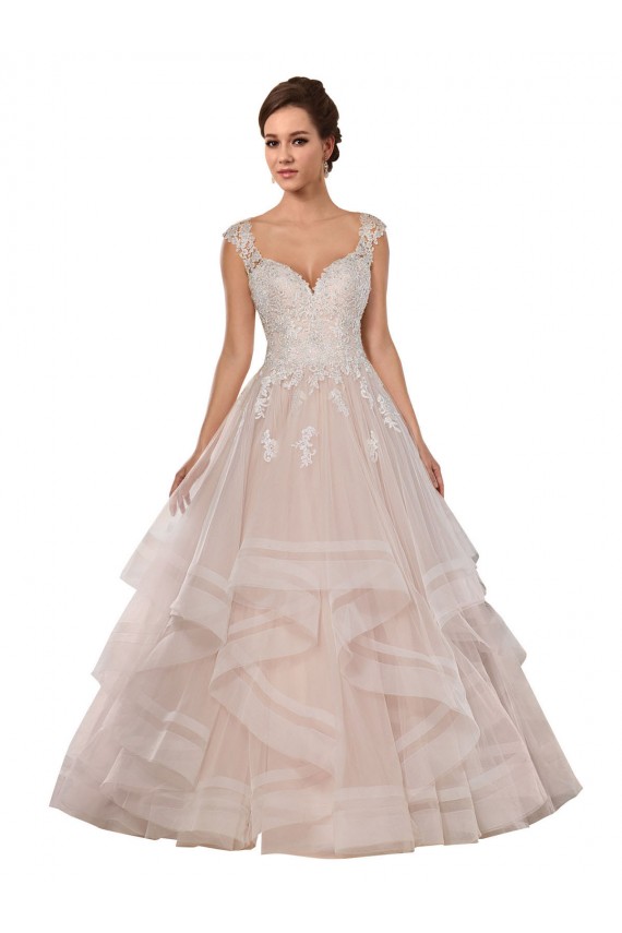 Elfenbein & Champagner Prinzessin Kapelle-schleppe Tüll Spitze Brautkleider Hersteller