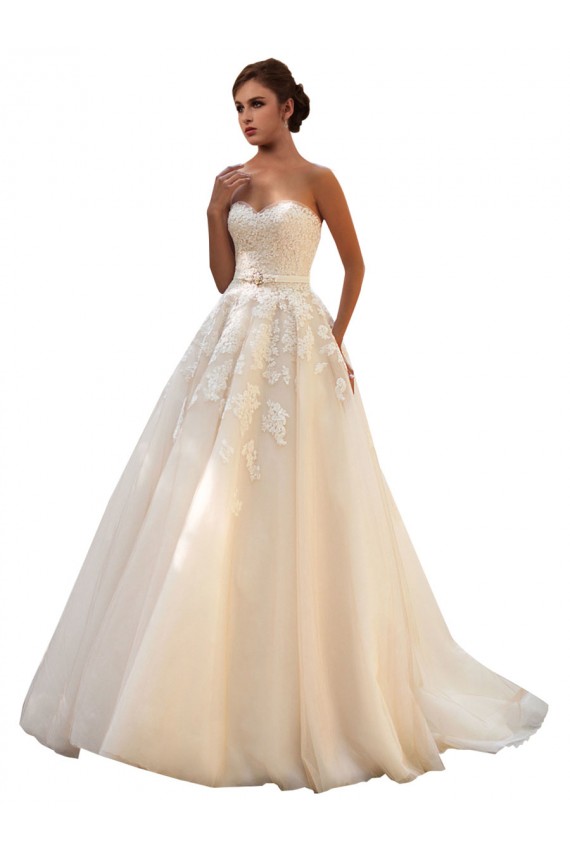 Elfenbein & Champagner Prinzessin Kapelle-schleppe Tüll Spitze Brautkleider Hersteller