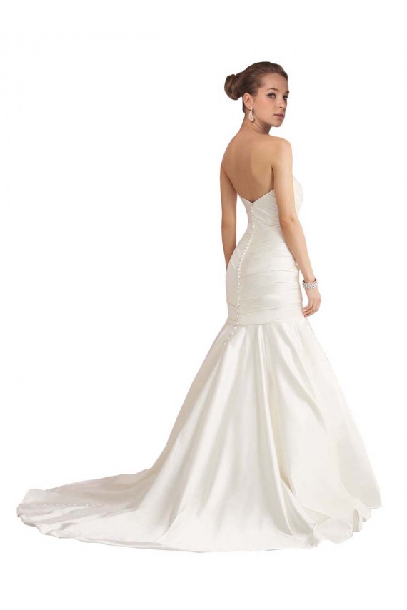 Elfenbein Meerjungfrau Trägerlos Kapelle-schleppe Satin Strand Brautkleider Hersteller