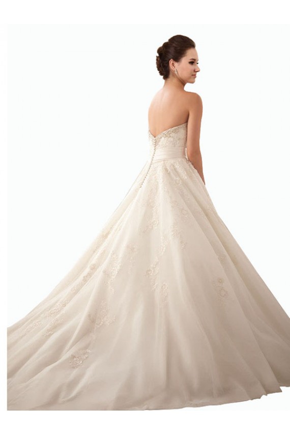 Elfenbein Prinzessin Kapelle-schleppe Satin Tüll Spitze Brautkleider Hersteller