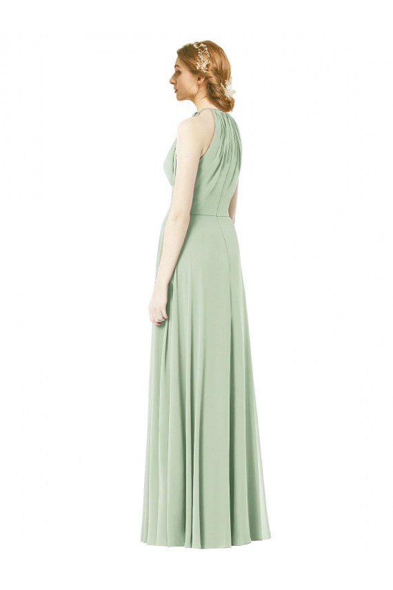 Emerald A-Linien Neckholder Chiffon Lange Brautjungfernkleider Hersteller