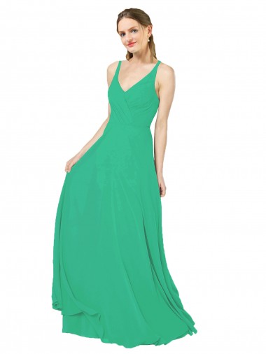 Emerald Etui V-Ausschnitt Chiffon Lange Brautjungfernkleider Hersteller