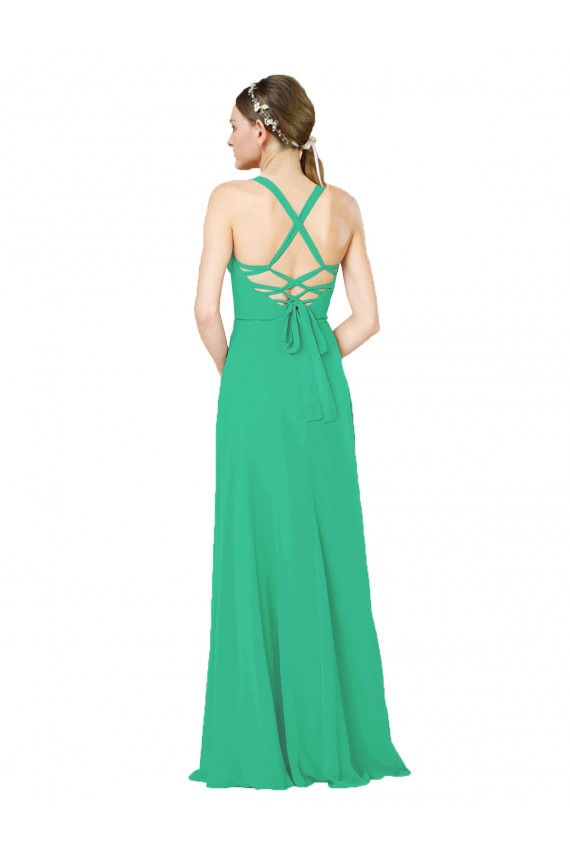 Emerald Etui V-Ausschnitt Chiffon Lange Brautjungfernkleider Hersteller