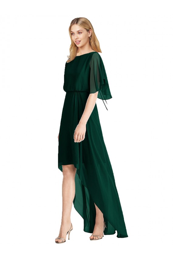 Evergrün A-Linien Runder Ausschnitt Chiffon Lange Brautjungfernkleider Hersteller