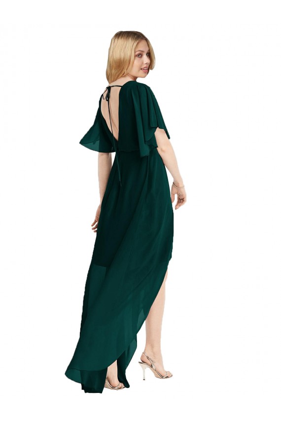 Evergrün A-Linien Runder Ausschnitt Chiffon Lange Brautjungfernkleider Hersteller