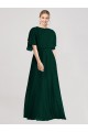 Evergrün A-Linien Runder Ausschnitt Chiffon Lange Brautjungfernkleider Hersteller
