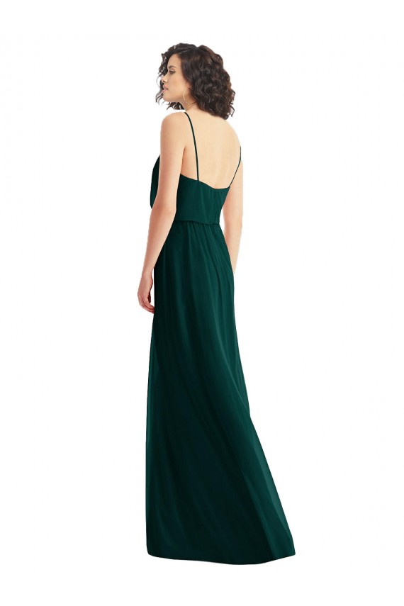 Evergrün A-Linien V-Ausschnitt Chiffon Lange Brautjungfernkleider Hersteller