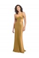 Gold A-Linien Eine-Schulter Stretch-Satin Lange Formale Brautjungfernkleider / Abendkleider / Abiballkleider Hersteller