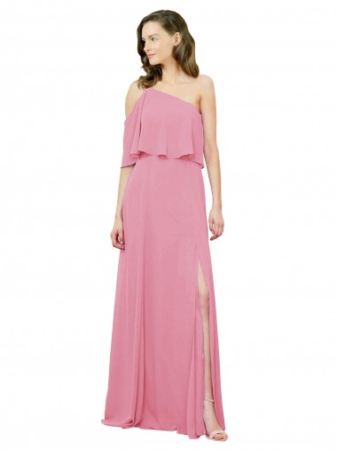 Hautrosa A-Linien Eine-Schulter Chiffon Lange Brautjungfernkleider Hersteller