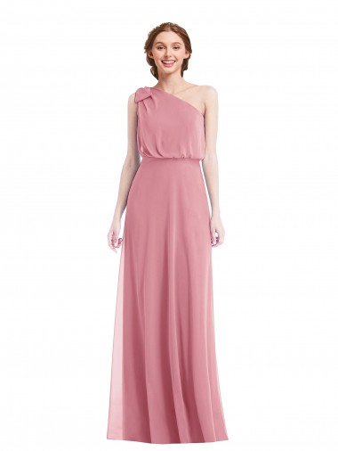 Hautrosa A-Linien Eine-Schulter Chiffon Lange Brautjungfernkleider Hersteller