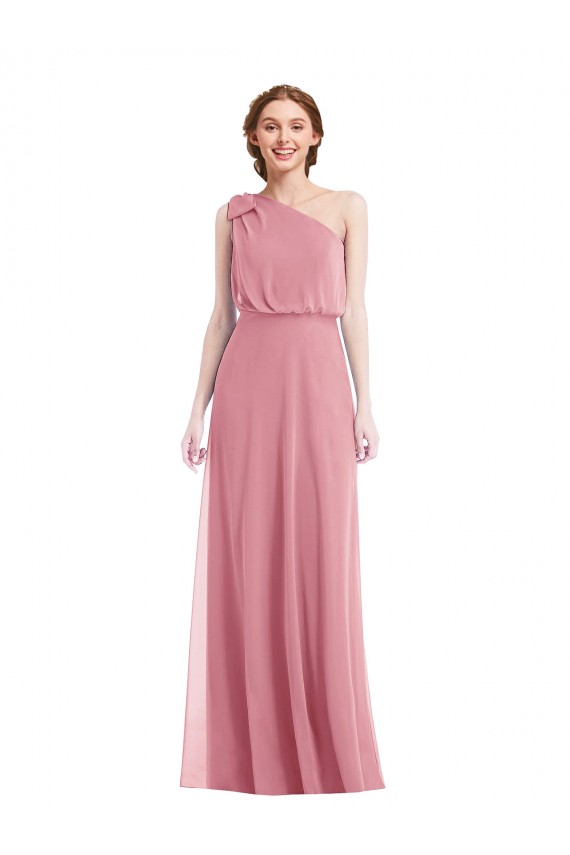 Hautrosa A-Linien Eine-Schulter Chiffon Lange Brautjungfernkleider Hersteller