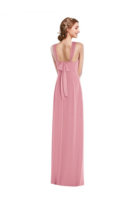 Hautrosa A-Linien Neckholder Chiffon Lange Brautjungfernkleider Hersteller