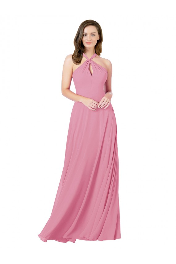 Hautrosa A-Linien Neckholder Chiffon Lange Brautjungfernkleider / Abiballkleider Hersteller