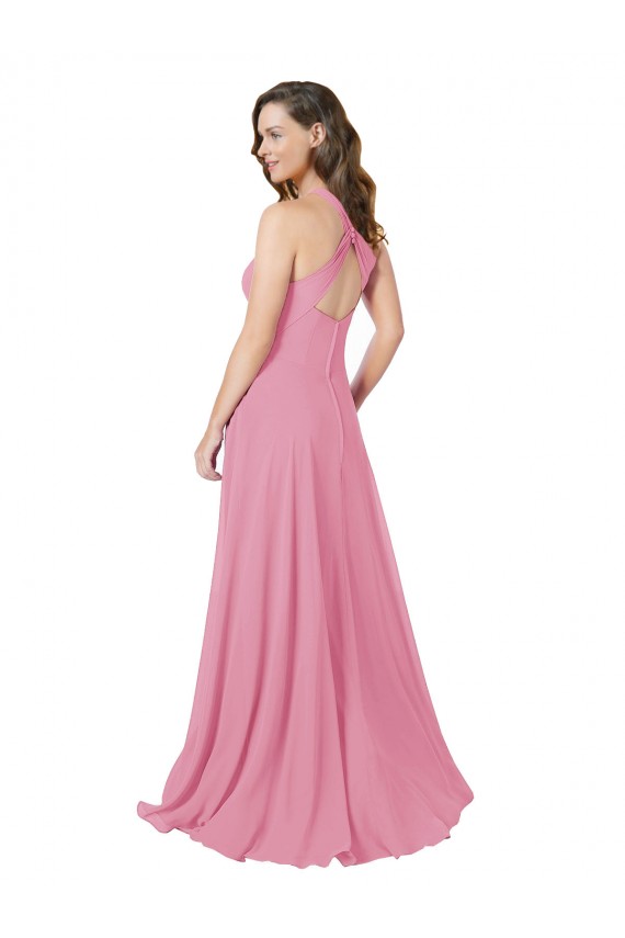 Hautrosa A-Linien Neckholder Chiffon Lange Brautjungfernkleider / Abiballkleider Hersteller
