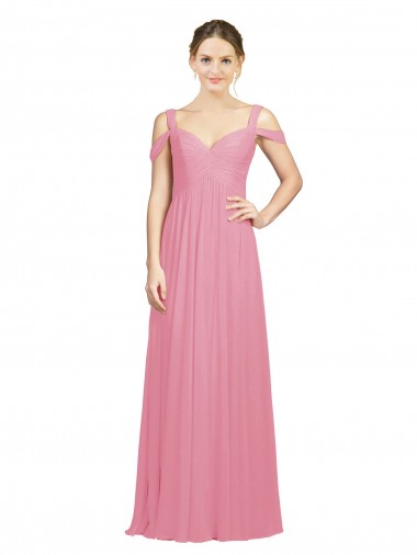 Hautrosa A-Linien Off-Schulter Chiffon Lange Brautjungfernkleider Hersteller