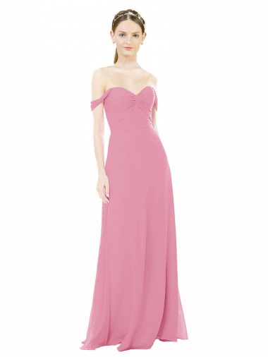 Hautrosa A-Linien Off-Schulter Chiffon Lange Brautjungfernkleider Hersteller