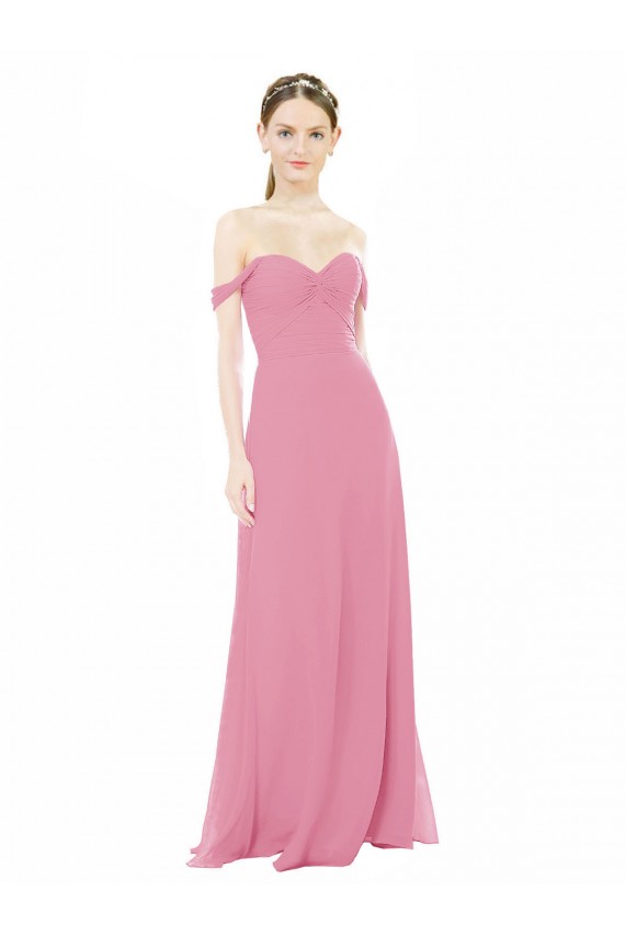 Hautrosa A-Linien Off-Schulter Chiffon Lange Brautjungfernkleider Hersteller