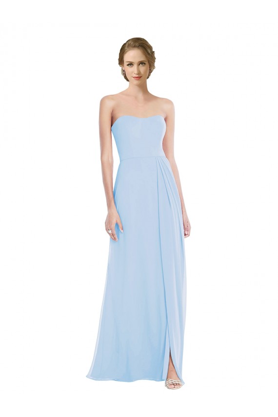 Helles Himmelblau A-Linien Chiffon Lange Brautjungfernkleider Hersteller