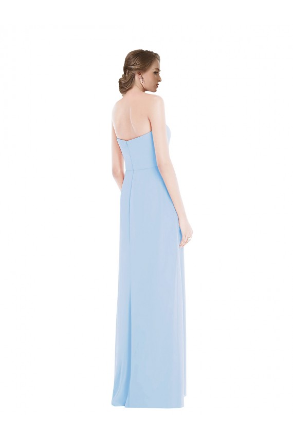 Helles Himmelblau A-Linien Chiffon Lange Brautjungfernkleider Hersteller