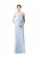 Helles Himmelblau A-Linien Neckholder Chiffon Lange Brautjungfernkleider Hersteller