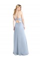 Helles Himmelblau A-Linien Neckholder Chiffon Lange Brautjungfernkleider Hersteller
