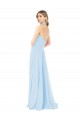 Helles Himmelblau A-Linien Neckholder Stehkragen Ausschnitt Chiffon Lange Brautjungfernkleider Hersteller