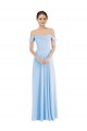 Helles Himmelblau A-Linien Off-Schulter Chiffon Lange Formale Brautjungfernkleider / Abendkleider Hersteller
