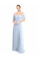 Helles Himmelblau A-Linien Off-Schulter Quadrat Ausschnitt Chiffon Lange Brautjungfernkleider Hersteller