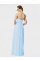 Helles Himmelblau A-Linien Trägerlos Chiffon Lange Brautjungfernkleider Hersteller