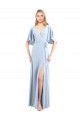 Helles Himmelblau A-Linien V-Ausschnitt Chiffon Lange Brautjungfernkleider Hersteller