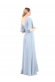 Helles Himmelblau A-Linien V-Ausschnitt Chiffon Lange Brautjungfernkleider Hersteller