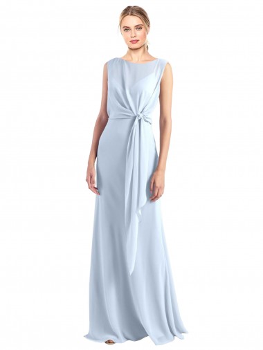 Helles Himmelblau A-Linien V-Ausschnitt Chiffon Lange Brautjungfernkleider Hersteller