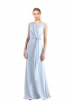 Helles Himmelblau A-Linien V-Ausschnitt Chiffon Lange Brautjungfernkleider Hersteller