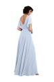 Helles Himmelblau A-Linien V-Ausschnitt Chiffon Lange Brautjungfernkleider Hersteller