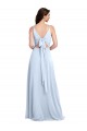 Helles Himmelblau A-Linien V-Ausschnitt Chiffon Lange Brautjungfernkleider Hersteller